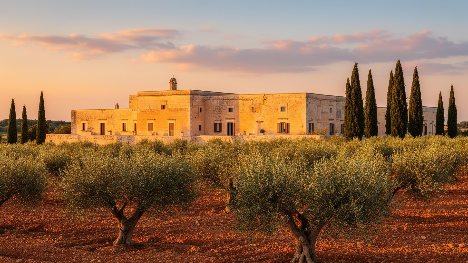 Masseria storica nel Salento al tramonto